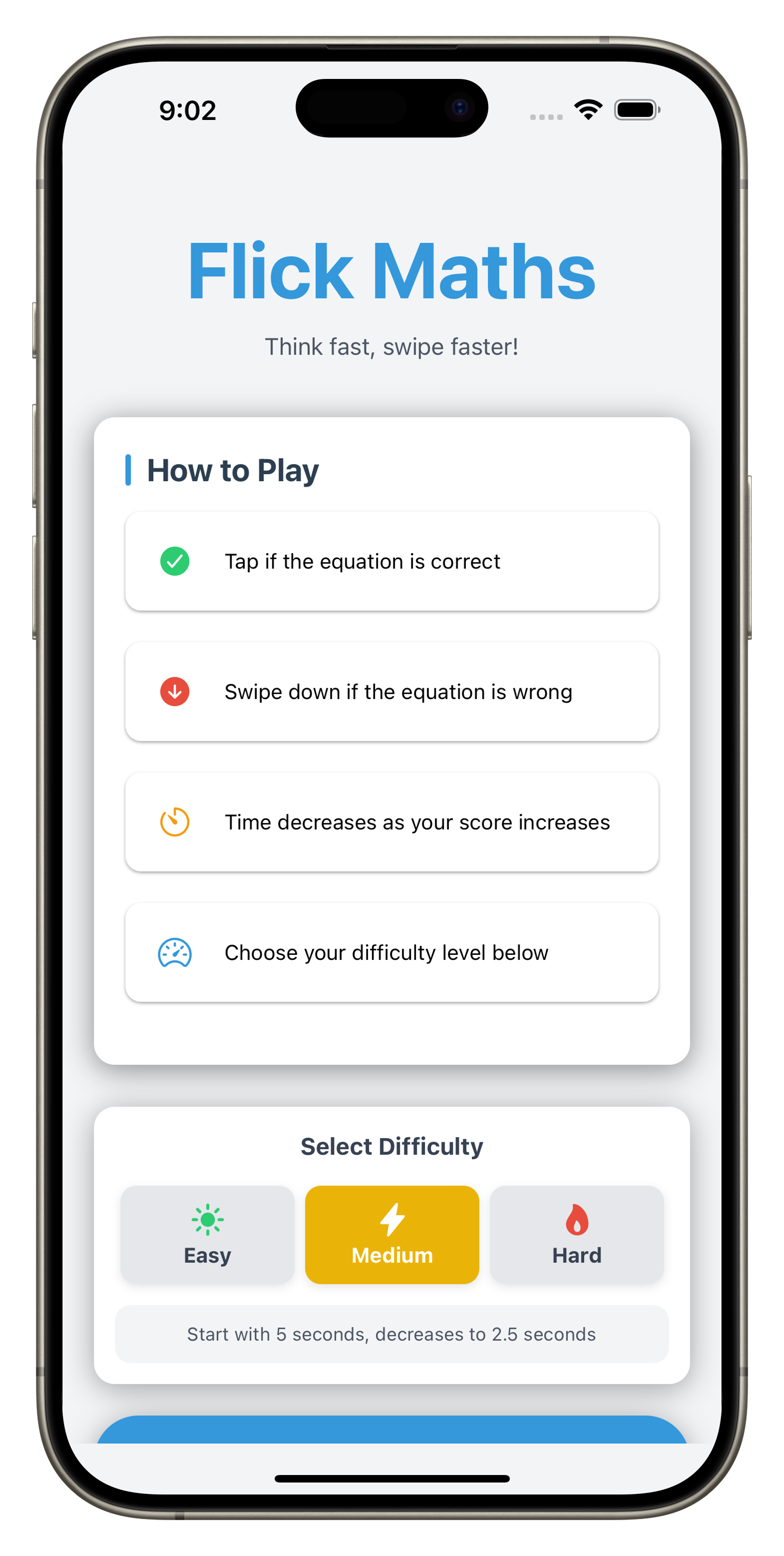 FlickMaths App Screenshot